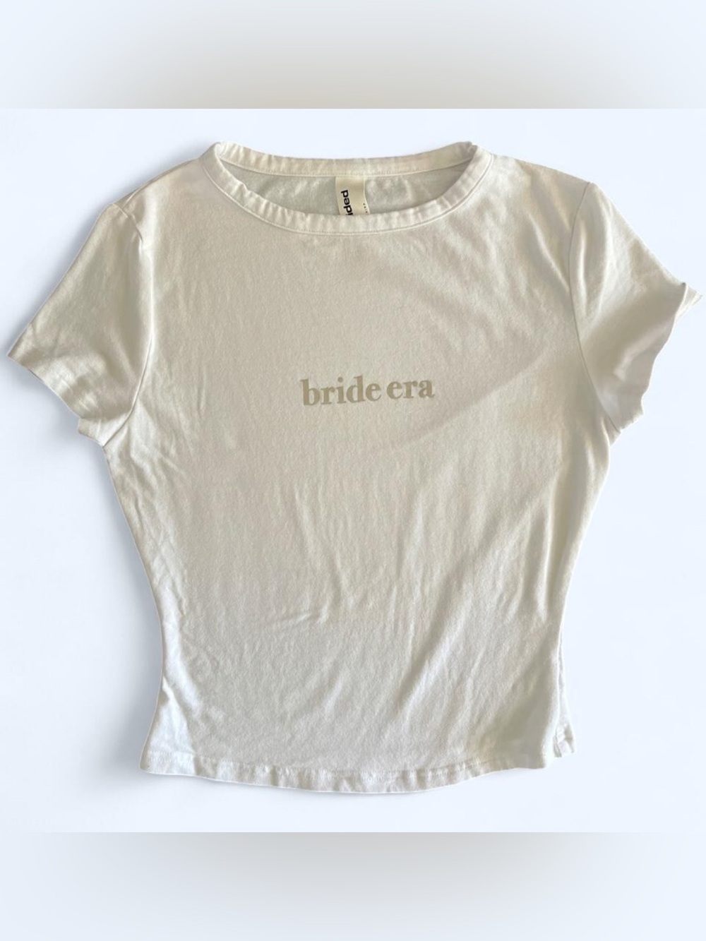 White Bride Era Graphic Baby Tee Fitted Crop Top XS